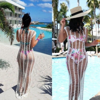 

Women Summer Lace Crochet Bikini Cover Up Swimwear Bathing Suit Beach Dress Tops