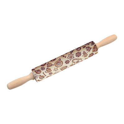 

Christmas Embossing Rolling Pin Baking Cookies Laser engraving Wooden Roller