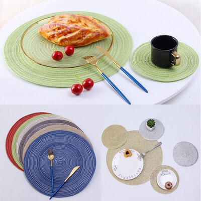 

1836cm Round Woven Fabric Placemats Table Setting Place Mats Dining Room