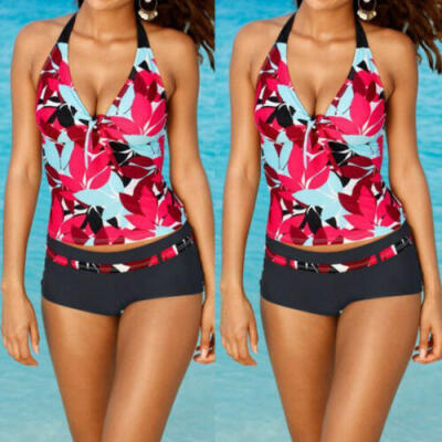 

USA Women Tankini Sets Sporty with Boy Shorts Bikini Swimsuit Bathing Swimwear