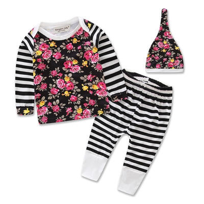 

3Pcs Newborn Infant Baby Girl Clothes Hoodie TopsFloral Pants Leggings Outfits