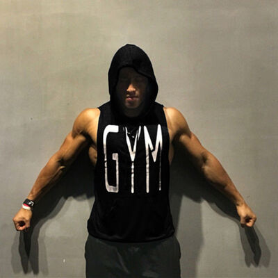 

Men Gym Clothing Bodybuilding Stringer Hoodie Tank Top Muscle hooded Shirt