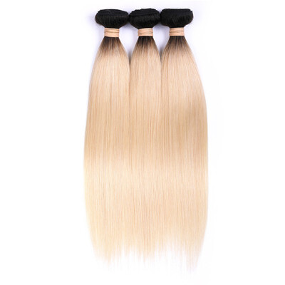 

HCDIVA T1B613 Ombre Brazilian Straight Hair 3 Bundles Human Hair Extensions 2 Tone Dark Roots 3PCSLot Blonde Free Shipping