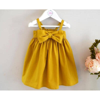 

Summer Baby Girls Toddler Kids Sleeveless Sundress Bowknot Short Mini Dress 0-3Y