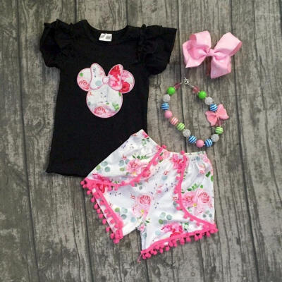 

Toddler Kids Baby Girl Floral Clothes T-shirt Tops Pants Shorts Sunsuit Outfit Set