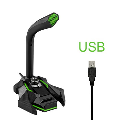 

Wired Tabletop Desktop Microphone Condenser Mic Professional USB Cable Studio With LED Gaming Light Mikrafon for Computer Record