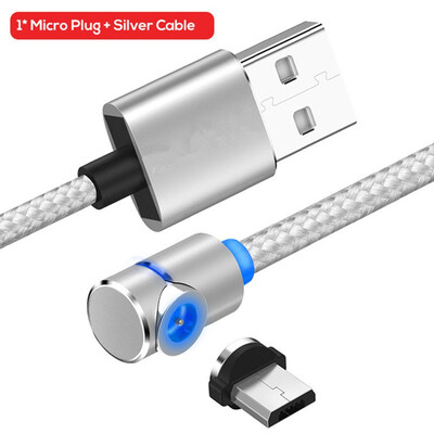 

90 Degree 3 in 1 Led Cable Magnetic Charging Cable for iPhone X 8 7 6 Plus L Nylon Micro USB Cable USB Type-C USB C Cable