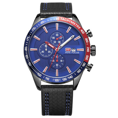 

BOFUTE Male Watches Sports Watch Quartz Watches Three Eyes Six Needles Luminous Calendar Waterproof Genuine Leather Strap 0029G