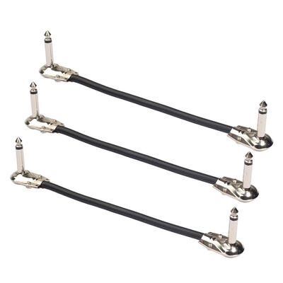 

3pcs 635mm Male to Male Guitar Patch Cables Right Angle for Effect Pedals