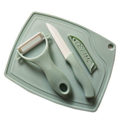 

3pcs Kitchen Knife Set Fruit Knife Peeler Paring Knife Cutting Board Melon Planer Chopping Board