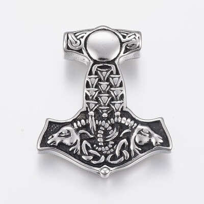 

304 Stainless Steel Pendants Antique Silver 41x36x9mm Hole 6x5mm