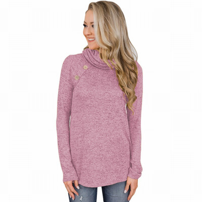 

Solid color womens T-shirt bottoming shirt high collar long-sleeved warm Slim shirt womens