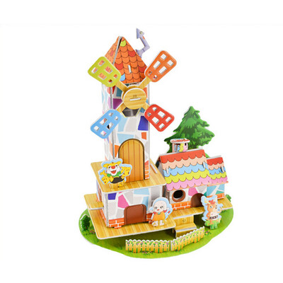 

Gotoamei 3D DIY Puzzle Castle Model Cartoon House Assembling Paper Toy Kid Early Learning