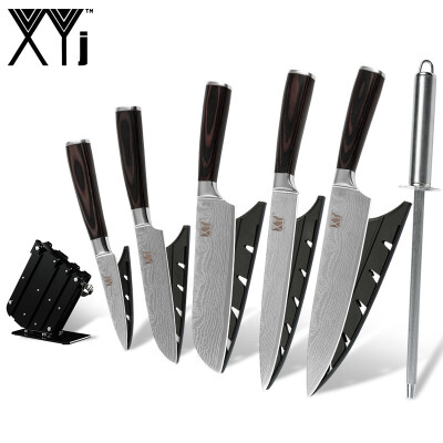 

XYJ Kitchen Knives Stainless Steel Kitchen Knife Sharp Blade Non-Slip Handle And Knife Stand Sharpener Bar