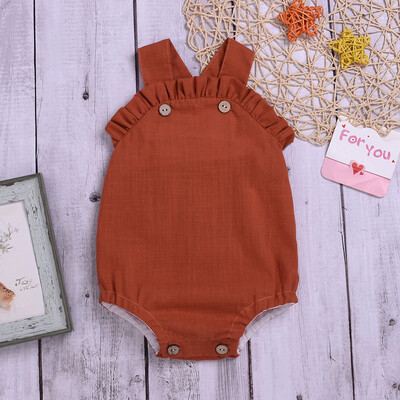 

Newborn Infant Baby Girl Sleeveless Solid Romper Ruffle Bodysuit Clothes Outfits