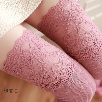 

Lace over knee socks Vertical top high tube cotton sole stockings Antiskid stockings