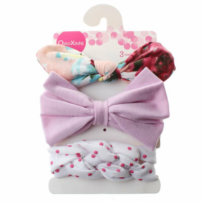 

3 PcsSet Kids Baby Girls Cotton Bow Knot Headband Children Hair Band Head Wear