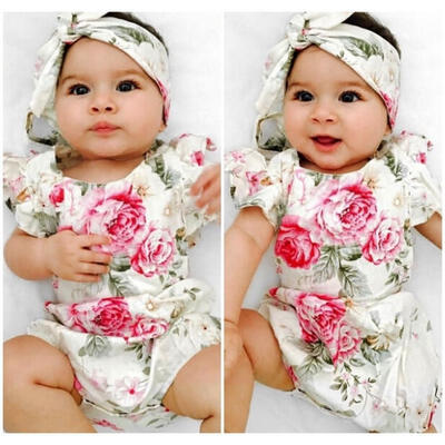 

Newborn Baby Girl Floral Ruffle Romper Jumpsuit Bodysuit Outfits Sunsuit Clothes