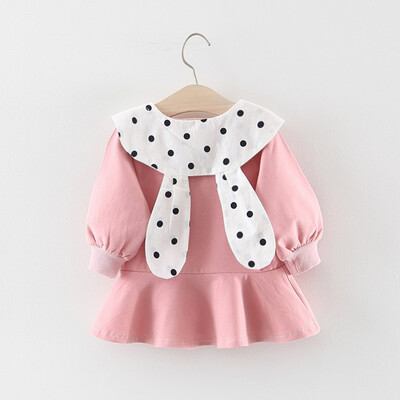 

Toddler Baby Kids Girls Ruffles Dot Print Rabbit Ear Dresses Casual Clothes