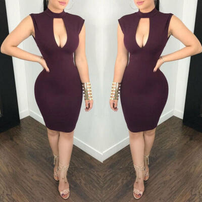 

Womens Sexy Casual Summer Mini Dress Party Evening Bodycon Sleeveless US Stock