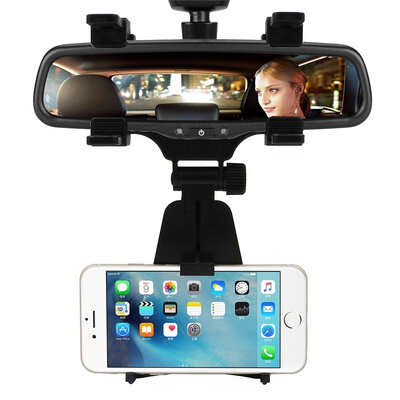 

360 Degree Rotation Rear View Mirror Mount Phone Holder for Phone 35-6 inch