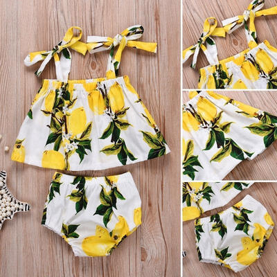 

2Pcs Floral Newborn Baby Girl Tops Shorts Briefs Outfits Clothes Summer