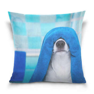 

ALAZA Throw Pillow Case Decorative Pillow Covers 16 X 16 inch Dog In Shower Pattern Pillowcase