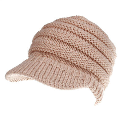 

Fashion Womens Stretch Knit Hat Messy Bun Ponytail Beanie Winter Warm Hole Hat