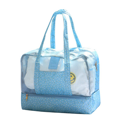 

Travel Beach Tote Toiletry Bag Shoulder Handbag with Separate Shoe Compartment