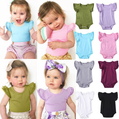 

Newborn Infant Baby Girls Boy Cotton Romper Bodysuit Flying Sleeve Outfits 0-24M