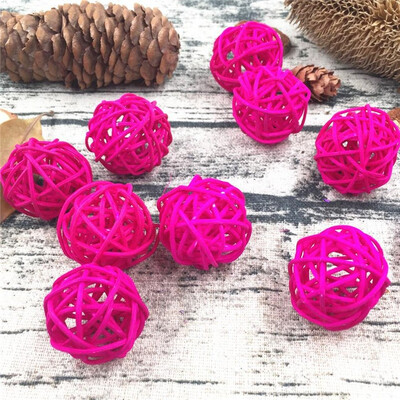 

10Pcslot 3cm Artificial Straw Ball For Birthday Party Wedding Decoration Rattan ball Christmas Decor Home Ornament Supplies