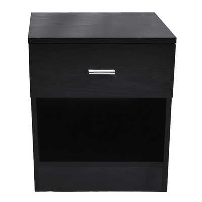 

Night Table 1 Drawer Metal Handle Bedside Cabinet Bedroom Furniture Black