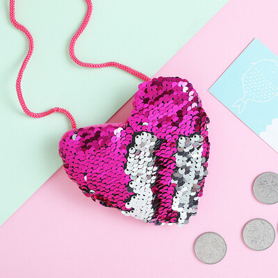 

Tailored Fashion Women Child Sequins Hearted-Shape Coin Purse Card Holder Crossbody Bag