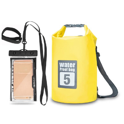 

5L 10L 15L 20L Outdoor Waterproof Dry Backpack Roll-top Floating Bag with 63 Waterproof Phone Case for Kayaking Rafting B