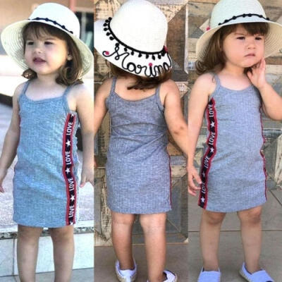 

Summer Toddler Kids Baby Girl Sleeveless Cotton Casual Party Dress Sundress 1-6Y