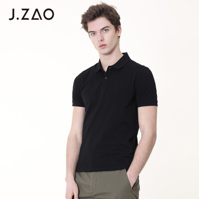 

JZAO Mens basic short-sleeved polo shirt black L 17596A