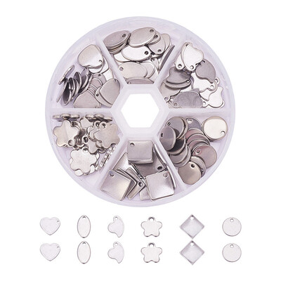 

PH PANDAHALL 20pcs 304 Stainless Steel Blank Stamping Tag Pendants Sets