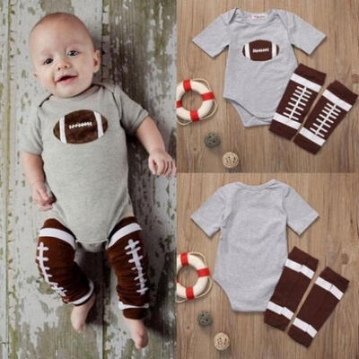 

2PCS Baby Newborn Boys Girls Rugby Tops Short Sleeve O-neck BodysuitsPants Leg Outfits Clothing Set 0-24M