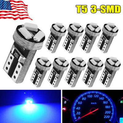 

10X Ultra Blue T5 3-SMD LED Bulbs Dashboard Dash Gauge Side Instrument Panel 12V