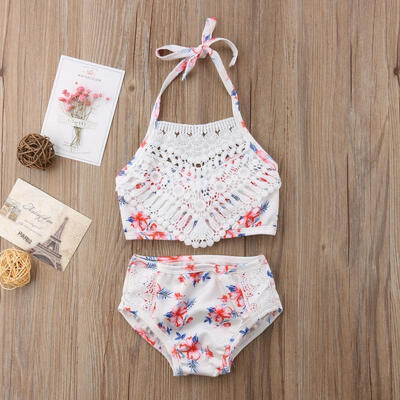 

Kids Baby Girl Lace Floral Bikini Set Swimwear Swimsuit Swimming Bathing Suit