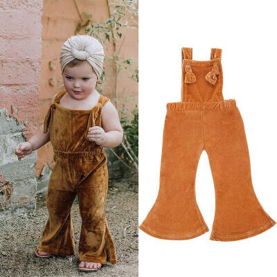 

Fashion Toddler Baby Girl Velvet Bib Pants Overalls Harem Pants Casual Leggings