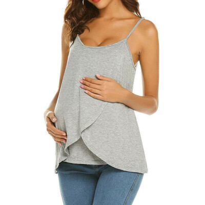 

Womens Maternity Breastfeeding Clothes Tee Sleeveless Nursing Shirt Tank Tops