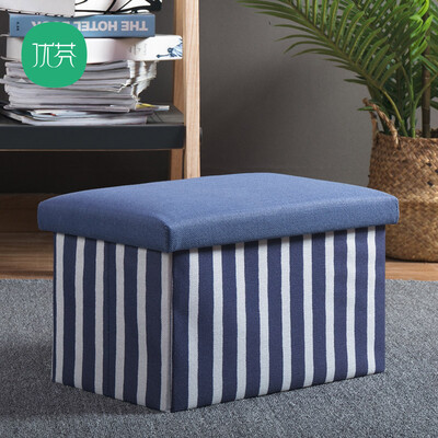 

Youfen storage storage stool foldable fashion storage box toy storage storage shoe bench blue&white stripes