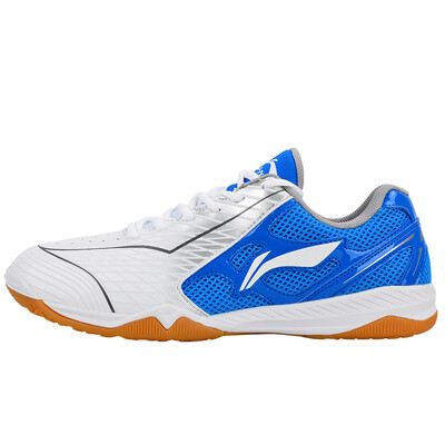

Li Ning LI-NING badminton shoes mens ping-pong sneakers national team Aurora professional breathable non-slip training shoes APTM001-1 white blue silver 43 95