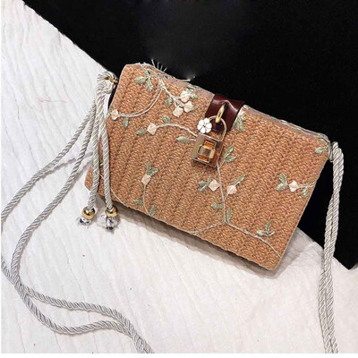 

Tailored Womens Fashion Straw Small Square Bag Shoulder Bag Retro Diagonal Package