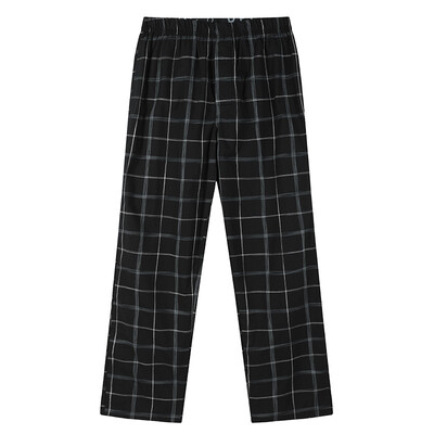 

Schiesser mens plaid trousers cotton knit home casual pants E914069P dark gray 7901