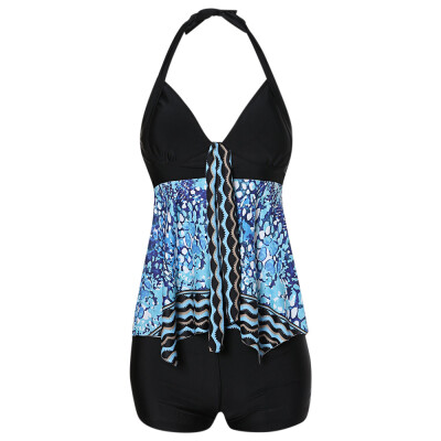 

Printed Backless Tankini Set