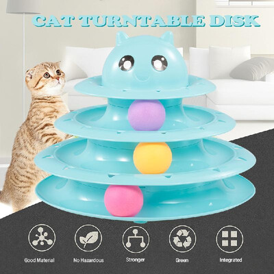 

3 Layers Cat Track Toy Tower Track Toy Interactive Trilaminar Turntable Plastic Crazy Ball Disk Toys for Kitten Cats