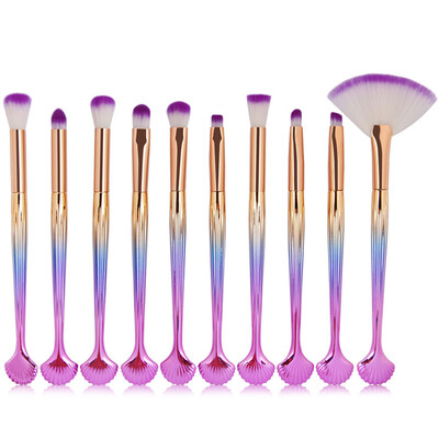 

〖Follure〗New Arrival 10Pc Shell Foundation Eyeshadow Contour Eye Lip Makeup Brushes Set A