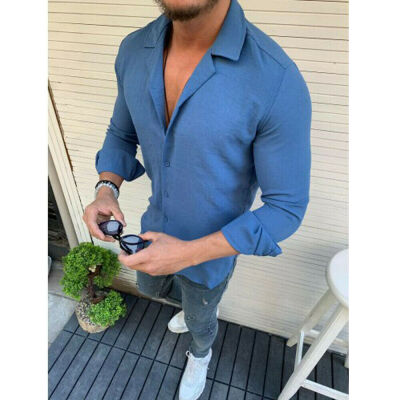 

Men Summer Long Sleeve Linen Cotton T Shirt Casual Soft Tops Henley Shirt Blouse